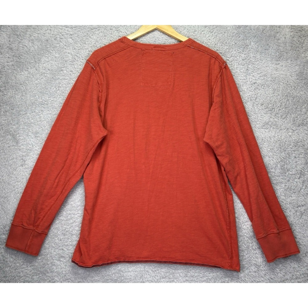 Y2K American Eagle Outfitters Mens‎ XL Long Sleeve Shirt Orange Distressed - Picture 3 of 10